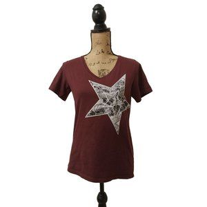 Converse Classic Fit Maroon Star Graphic Short Sleeve T Shirt Women's Sz S